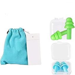 2 Pairs Reusable Silicone Ear Plugs - NRR 32, Waterproof, Hypoallergenic - Ultra Comfortable Noise Reduction Earplugs for Sleeping, Swimming, Concerts and Airplanes (earplugs 2 Set) (Blue and Green)-7
