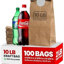 10 LB Brown Kraft DURO Paper Lunch & Grocery Bags – Durable, Multipurpose Paper Bags in 10 lb Capacity, Pack of 100 Brown Bags (10 lb)-image-50