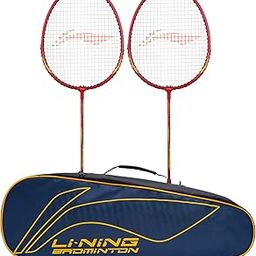 Li-Ning Aluminium XP 707 Pro Strung Badminton Racket (2Xrackets + 1 Kit Bag, Red/Yellow)-image-55