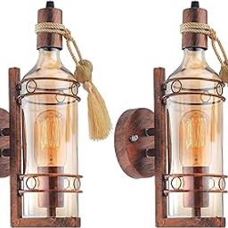 JACKAL Metal Wall Sconce Antique Wine Bottle Lamp Vintage Style Wall Mount Light Fixture | Wall Light for Home Decoration, Living Room, Cafe, Bar & Restaurant (Pack of 2)-image-13