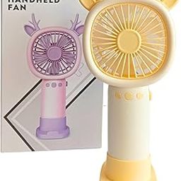 GOLD LEAF Mini Handheld Fan with Base – Portable USB Rechargeable Fan for Travel, Outdoor, Students, Makeup & Desk Use, Lightweight & Silent, Ideal forBoys & Girls, – Yellow-picture-10
