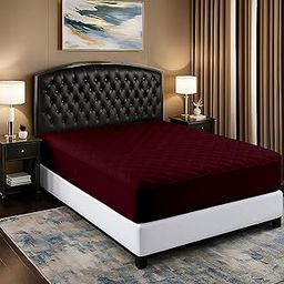 Waterproof Mattress Pad with Microfiber Top, 100 GSM Filling & Non - Woven Back – Soft, Breathable, Noiseless, Bed Protector for All Seasons - Burgundy - 72x72 Inches-image-62