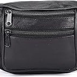 Stylish Real Leather Black Waist Bag Elegant Style Travel Pouch Passport Holder with Adjustable Strap(1452_Black)-picture-15