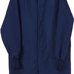 Medline 6623BNWM Protective Fluid-Resistant Barrier Coat, 100% Polyester, Unisex, Snap Closure, Navy, Medium-image-21