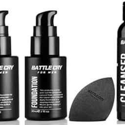 Battle Cry Makeup Kit For Men, Lightweight Liquid Foundation With Sponge, Cleanser For Face Makeup, Long Lasting Makeup With Primer, All In 1 Full Party Kit For Men, (Medium, Pack of 4)-8
