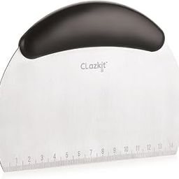 Clazkit Stainless Steel Scraper | Dough Cutter Chopper | Smoother Icing Fondant Cake Decorating Baking Tool with TPR Handle & Scale - Pack of 1-19