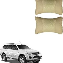 PulGos Beige Universal Neck Rest Pillow Faux Leather Material in Football Design for All Car_1010-picture-5