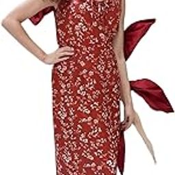 RED Floral Printed Ruched Bust Maxi Outfit Dress for Women's Women’s One Piece Dresses – Stylish Midi Dress for Women | Summer Casual Wear for Events, Date & Evening Look-image-2