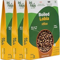 Aaj Pakao - Boiled Chawli Beans/Lobia | 900gms | Ready to Cook | Instant Salad/Soup/Sweet Sundal | 100% Natural & No Added Preservatives (Pack of 3)-image-6