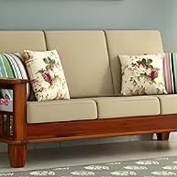 Shree Jeen Mata Enterprises - Solid Sheesham Wood Three Seater Sofa | Wooden Three Seater Sofa for Living Room | Office | Finish Color - Honey Finish |-image-11