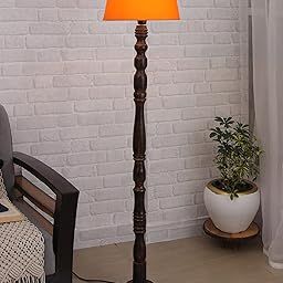 Homesake Classic Rustic Wooden Floor Lamp with Shade (Orange, Eclipse)-image-0