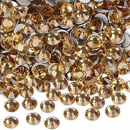 2880 Pieces Non-Heat Fix Nail Rhinestones with Glue, Round Crystals, Flat Back for DIY Jewelry Making with a Picking Pen (Ss4 2880pcs, Lt. Topaz)-35