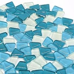 Sweven Art Mosaic Tiles, 12-15mm Size, Irregular Trapezoids, 5mm Thick, Shades of Aqua (Pack of 200Gms)-image-93