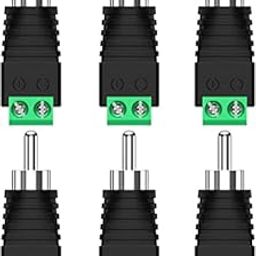 TECH-X RCA Plugs for Speaker Wire, RCA to AV Screw Terminal Connector, Phono RCA Male Plug Solderless Converter Audio/Video Speaker Wire Connectors Solderless Adapter, Black, Pack of 6-16