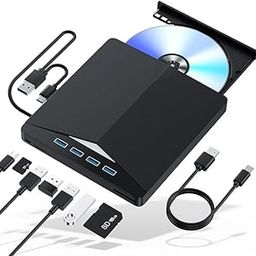 External CD/DVD Drive, 7 in 1 USB 3.0 DVD Player for Laptop, CD ROM Disk Drive Portable CD/DVD Burner Compatible with Laptop, Desktop PC, Windows 11/10/8/7, Lin-UX, Mak OS (Black)-15