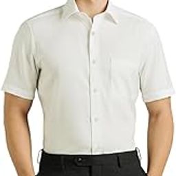 Louis Philippe Men's Easy to Iron Premium Cotton Wrinkle Resistant Regular Fit Solid Half Sleeve Formal Shirt-image-91