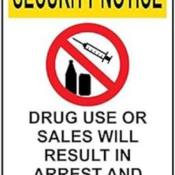 Weatherproof Plastic Vertical OSHA Security Notice Drug Use Or Sales Will Sign with English Text and Symbol-image-80