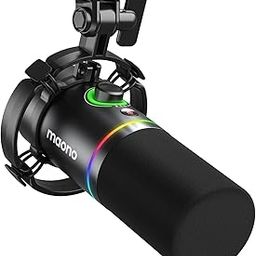 MAONO XLR/USB Podcast Microphone, PC Dynamic Microphone for Recording, Streaming, Gaming & Voice-Over, Metal Mic with Software, Tap-to-Mute, Headphone Jack, Gain Knob &-12