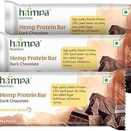 Hampa Hemp Hearts Protein Bar 50g | 10g Plant-Based Protein (Pack Of 3, Dark Chocolate)-image-2