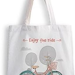 Canvas Tote Bags for Women, College Bag for Girls, Tote Bag for Shopping, Travel & Beach Bags for Women - Enjoy the Ride - D No - 198-image-83