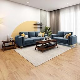 Solid Wood Velvet Upholstered Sofa Set Seater Sectional, Sofa Set for Living Room (Set of 3+2)-image-76