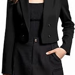 Women's Double Breasted Crop Blazer Jackets-picture-22