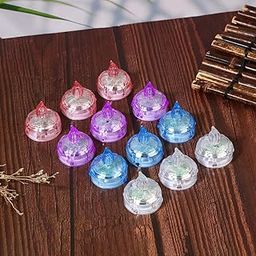 NEEYATI LED Floating Tea Lights, Pack of 4, Multi-Coloured-image-11