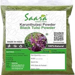 Saara HERBAL FRESH Karunthulasi Powder, 101 grams, Black Tulsi Powder, Krishna Thulasi, Ocimum Sanctum, Shayama Leaves Tulasi Powder, (pack of 1 x 101 grams)-33