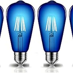 Vintage Edison LED Filament Decorative Bulb (4 Watt) E26/E27 Screw Holder Base, Clear Glass, BLUE LIGHT (PACK OF 4)-image-12