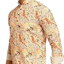 (Since 1958 Men's Pure Cotton Mustard Embroidered Sequence Kurta-image-43