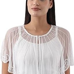 Women's Net Hand Bead Embroidery Designer Short Cape Shurgs C-16R-picture-54