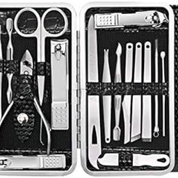 MKLDSRH 16 pc Stainless Steel Manicure & Pedicure Set – Professional Grooming Kit with Leather Case-image-24