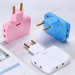FLORISCA 3-in-1 Rotatable EU to US Plug Adapter 180° Extension with Foldable Multi-Socket, Mini Slim Wireless Outlet Converter, 2-Pin Rotate Plug, Compact Travel-Friendly Design Multicolor-6