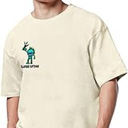 Men's Cotton Oversized Fit® Oversized Baggy Fit Drop Shoulder Cool and Stylish Latest Graphic Printed Design Half Sleeve T-Shirt (Available Sizes: S to 2XL)-image-14