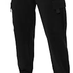 the souled store Solids: Jet Black Men and Boys Drawstringed Regular Fit Cotton Blend Cargo Joggers-picture-3