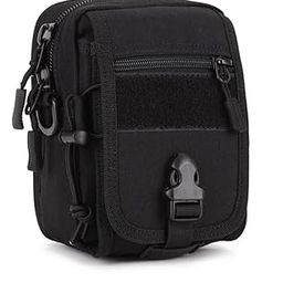 Military Tactical MOLLE Phone Pouch Waist Belt Bag Pack Gear EDC Belt Pouch Messenger Shoulder Saddlebag (Deep Black)-image-6