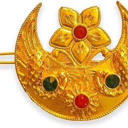 MIRA WORLD Traditional Chand Tara Hair Clip, Stainless Steel & Copper, 1 Count (Pack of 1), Female, Women & Girls, Adults, Hair Clip, Gold-image-95