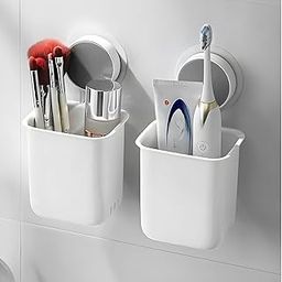 Boniry Plastic Toothbrush Holders for Bathroom, Wall-Mounted Brush Holder, Tooth Brushes Holder Stand, Bathroom Organiser and Toothpaste Holder - Washroom Organizer and Brush Stand (Abs White 2 Pcs)-image-69