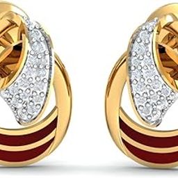 14KT Yellow Gold Diamond Fiesta Enamel Stud Earrings for Women-image-69