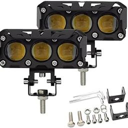 ELTRON TURBO 3 Month Warranty 3 lens Imported Fog Light 12V 200w DC, Auxiliary Spot Projector Yellow And White Beam Off-Roading Universal for All Motorcycle, Bikes, Scooty (Pack of 2 With Switch, LED)-0