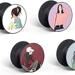 Phone Grip Compatible Mobile Holder Finger Grip Mobile Back Holder Mobile Socket Grips for Smartphones Phone Grip for Girls Designs Printed Pack of 4-31