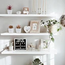 R2H GALLERY 20 Inch Wall Mounted Wooden Floating Shelf | Wall Rack Shelves and Bedroom Home Decoration Shelf for Living Room (Large, Set of 3, White)-image-85