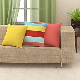 Yellow Weaves Decorative Cotton Cushion Covers (24 X 24 Inches) Set Of 3, 250 TC,Multicolor-picture-20