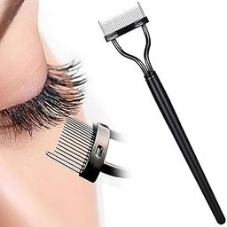 Homeaura Professional Eyelash Comb, Stainless Steel Needle Mascara Guide Applicator, Eyebrow Brush Curler Cosmetic Tool, Black-7