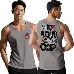 Crazy Graphic Printed 100% Cotton Tank Top Vest for Men-image-10
