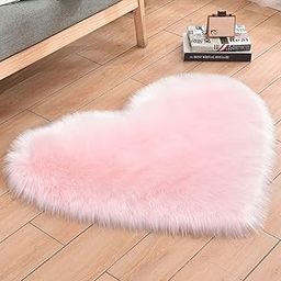 FLASHFOX Heart Shaped Faux Fur Rug – Soft Fluffy Mat for Kids Room, Baby Photography, Bedroom, Sofa & Home Decor – Pink Long Hair Carpet (40x50 cm)-image-96