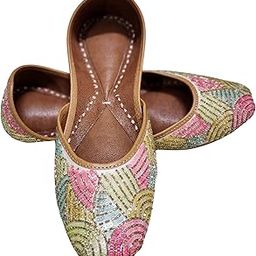 Saira White Multicolor Sequin Embroidered Punjabi Jutti for Women | Handcrafted Festive Footwear | Model C3-image-9