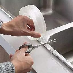 VIKIZAN window tape seal silicon strip transparent caulking tape gas stove side protector kitchen sink joint sealer waterproof kitchen sink sealant waterproof Broad || 5 Meter || Pack of 1-image-99