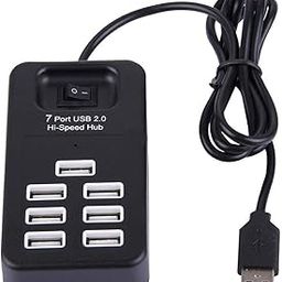 Meshiv USB Hub 2.0 I 7 Port with 1 on/Off Power Switch I Cable Length 1.2 Meter for Laptop PC (Multiport USB Hub - Black)-2