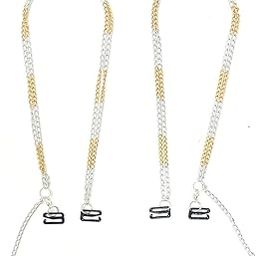 Double Golden & Silver Small Metal Link Chain | Fashionable & Durable Replacement Straps for Everyday Use | Stylish Straps for Dresses, Saree Blouses & Off-Shoulder Looks-image-21